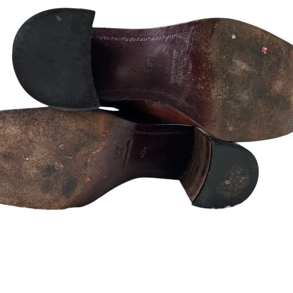 Joan & David Brown Leather Heeled Ankle Boots Italy Buckle Strap EU 40.5 Chelsea - Picture 11 of 14